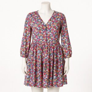 GAP Floral Babydoll Dress Womens XL Multicolor Boho Prairie Cottagecore‎